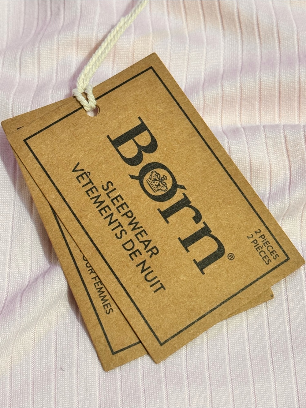 BORN Ribbed Short-Sleeve Pajama Set Light Pink $45 Retail NWT - Picture 6 of 12